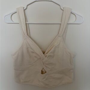 Madewell Cream Twist Front Crop Top